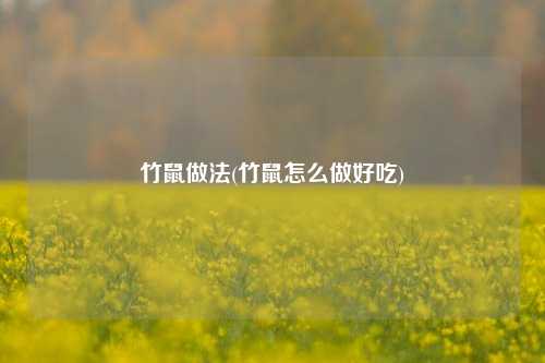 竹鼠做法(竹鼠怎么做好吃)