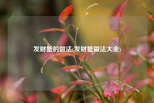 发财蟹的做法(发财蟹做法大全)